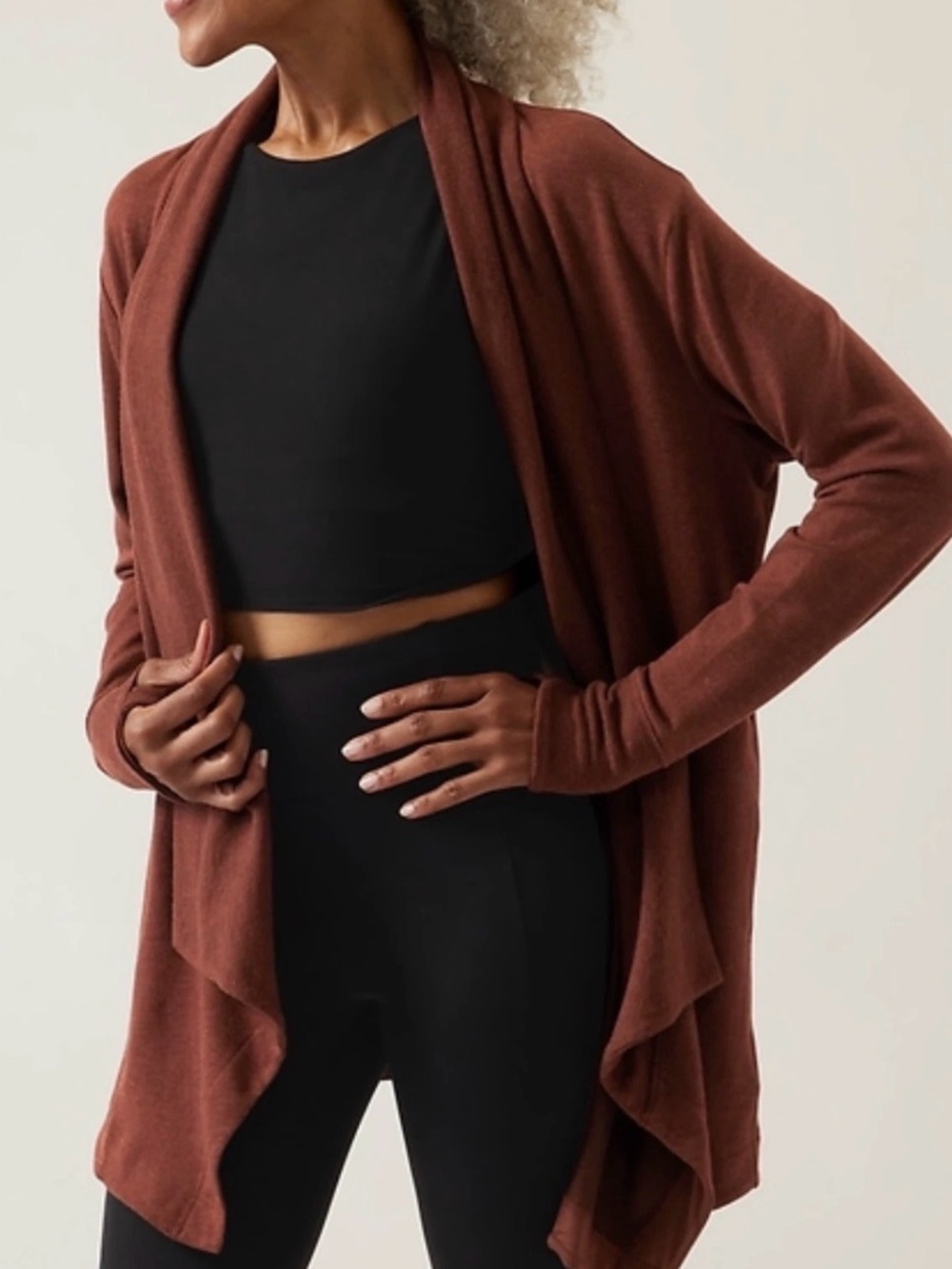 Athleta Open-Front Rust Cardigan Sweater